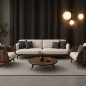 Elegant Solid Wood Living Room Sofa Set