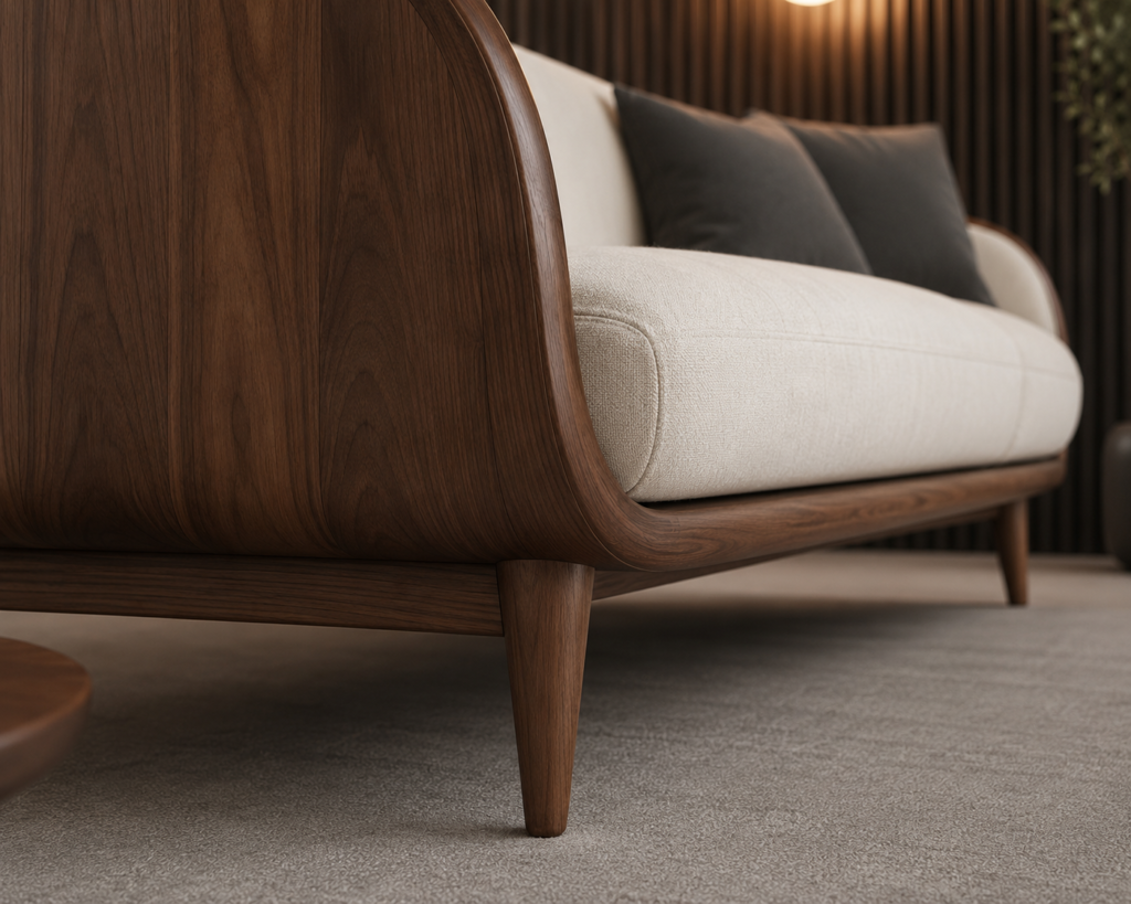 Elegant Solid Wood Living Room Sofa Set