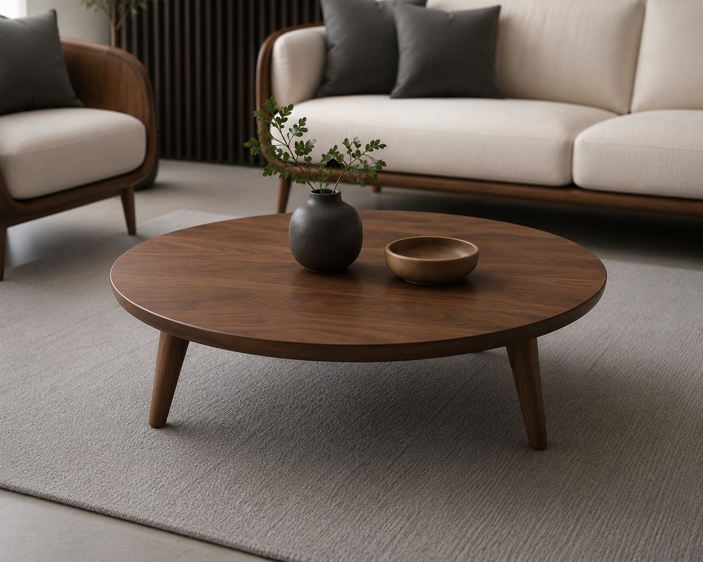 Elegant Solid Wood Living Room Sofa Set