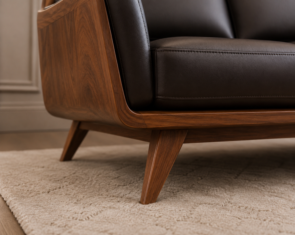 Modern Walnut Wooden Sofa Set