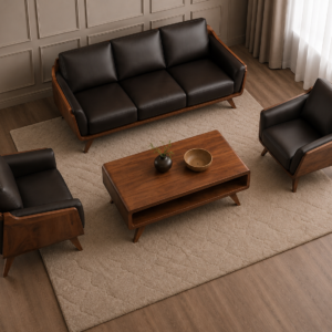 Modern Walnut Wooden Sofa Set