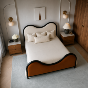 Wave Luxe Upholstered Wooden Bed