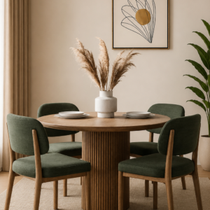 Modern Solid Wood Round Dining Table Set