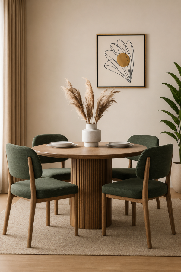 Modern Solid Wood Round Dining Table Set