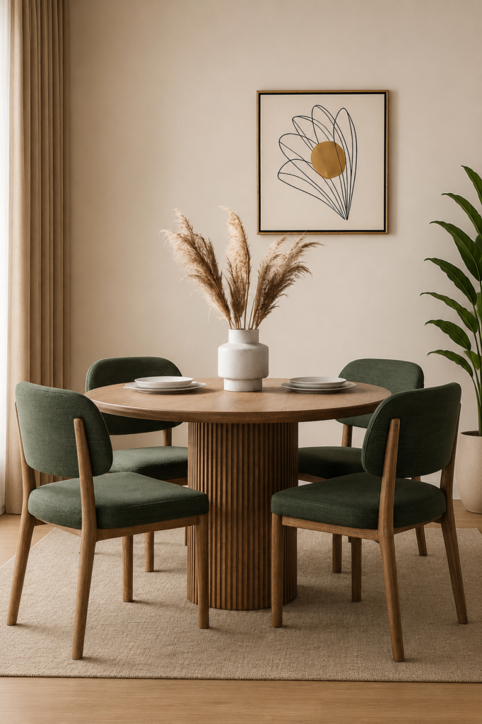 Modern Solid Wood Round Dining Table Set