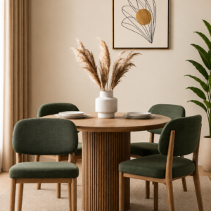 Modern Solid Wood Round Dining Table Set