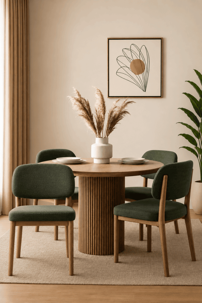 Modern Solid Wood Round Dining Table Set