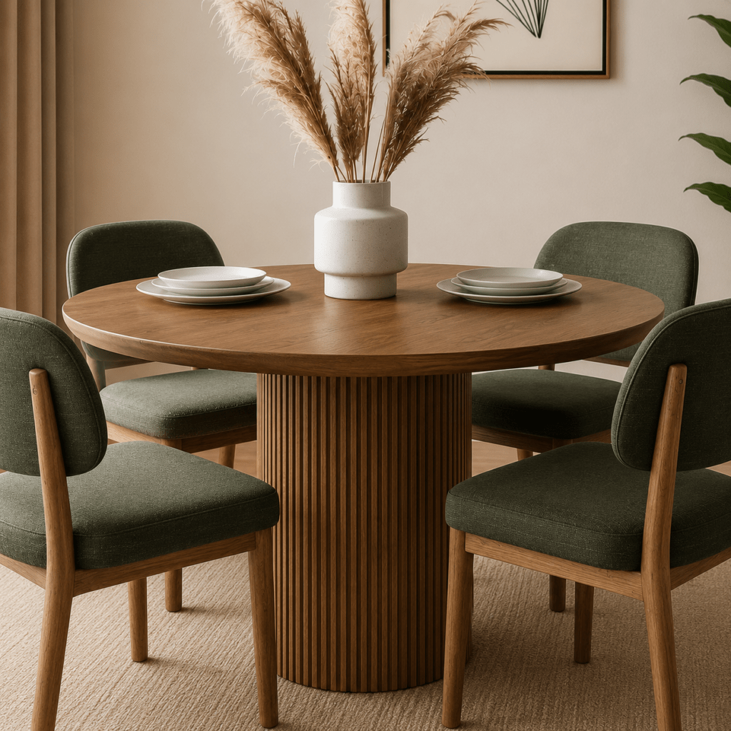 Modern Solid Wood Round Dining Table Set