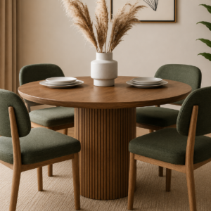 Modern Solid Wood Round Dining Table Set