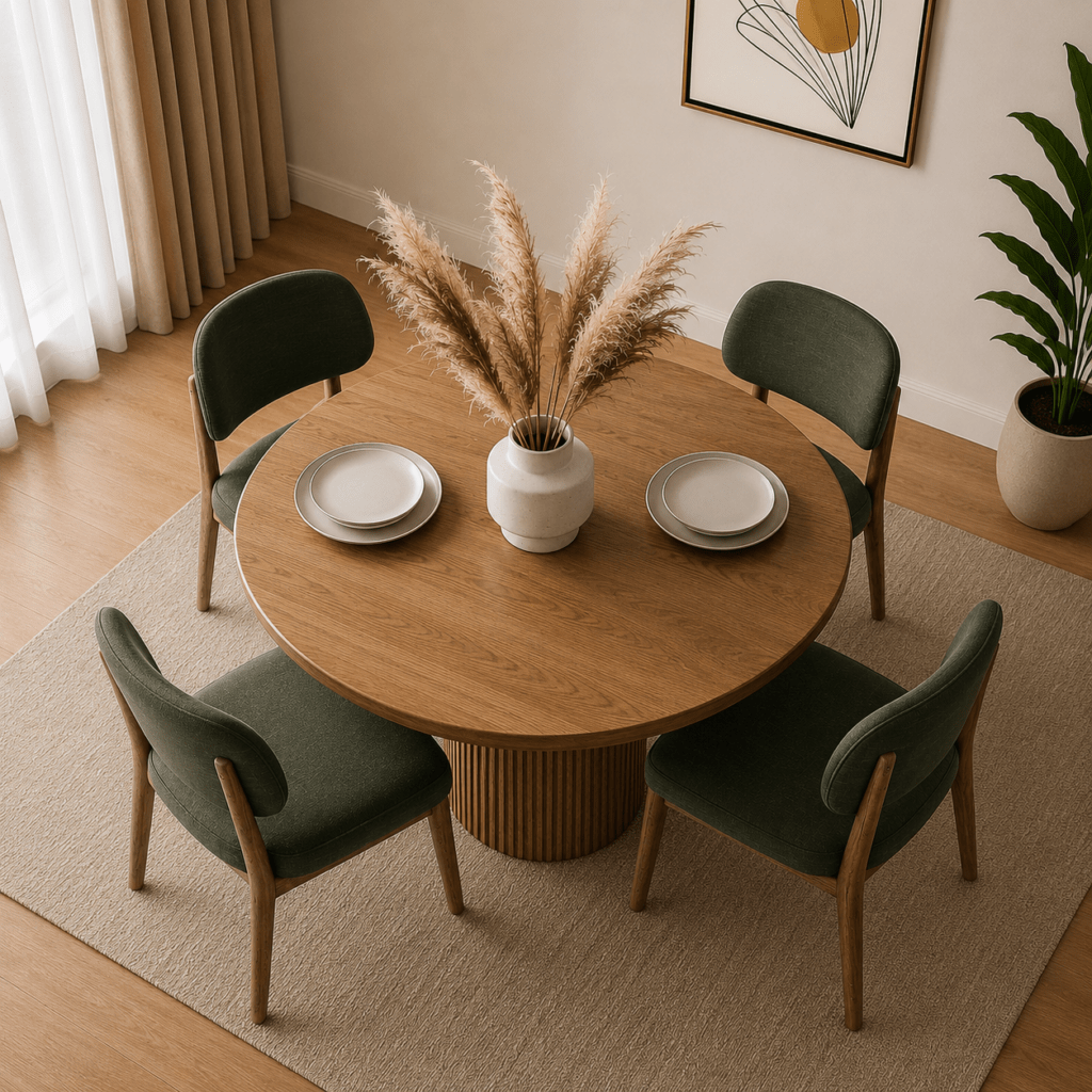 Modern Solid Wood Round Dining Table Set