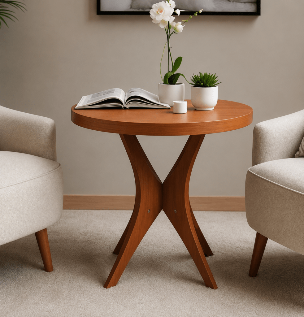 Modern Accent Chair Set with Designer Wooden Coffee Table