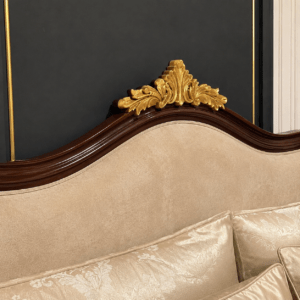 Luxury Royal Teakwood Bed with Gold Accents