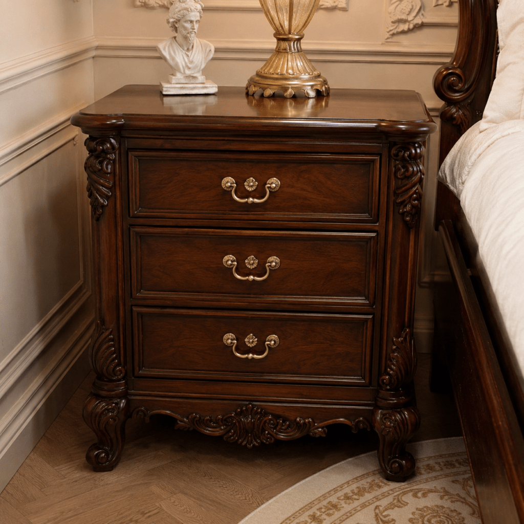 Luxury Handcrafted Teakwood Bed | Royal Upholstered King Size Bed