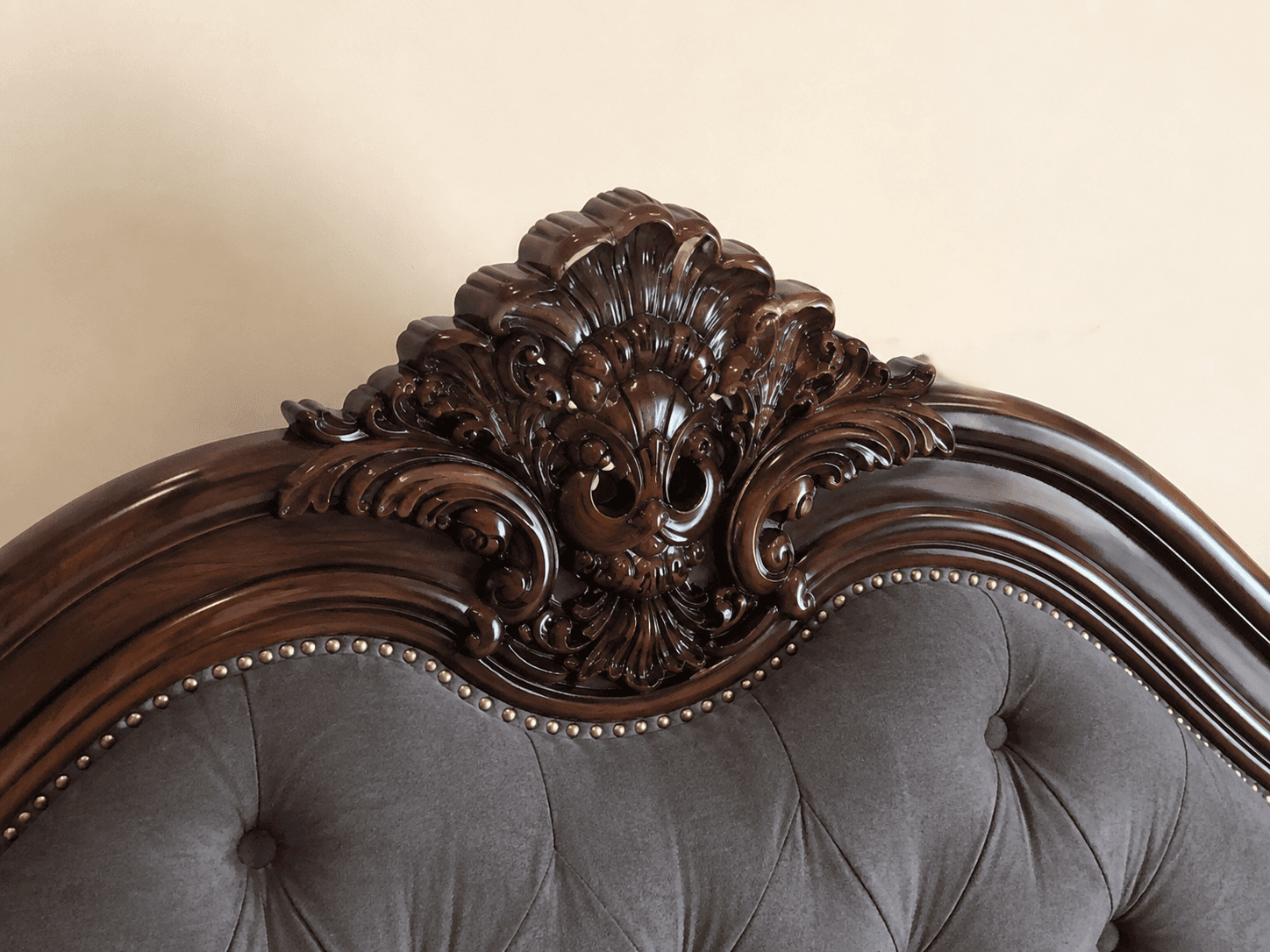 Luxury Handcrafted Teakwood Bed | Royal Upholstered King Size Bed