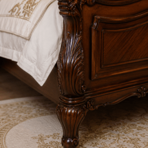 Luxury Handcrafted Teakwood Bed | Royal Upholstered King Size Bed