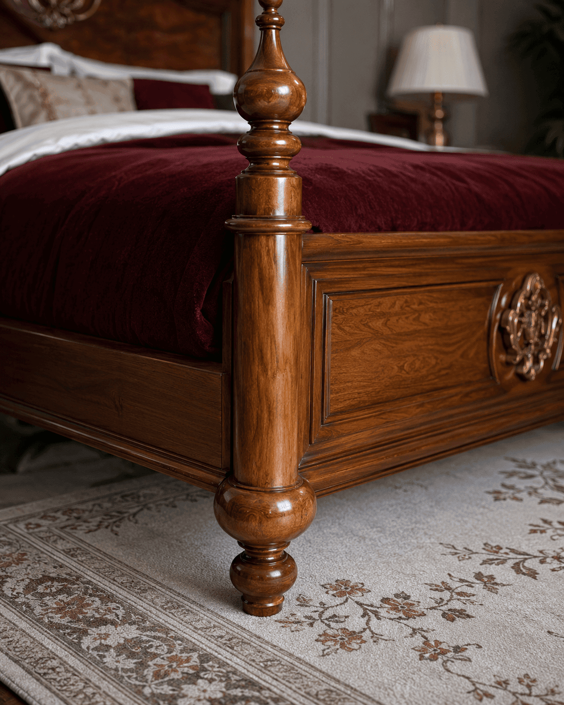 Luxury Royal Teakwood Bed | Handcrafted Solid Wood Furniture