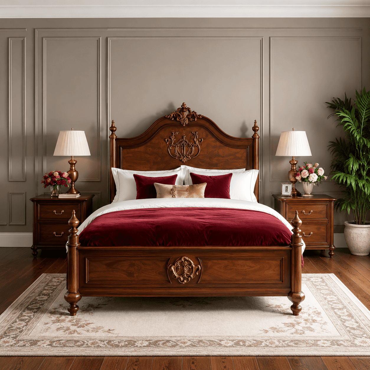 Luxury Royal Teakwood Bed | Handcrafted Solid Wood Furniture