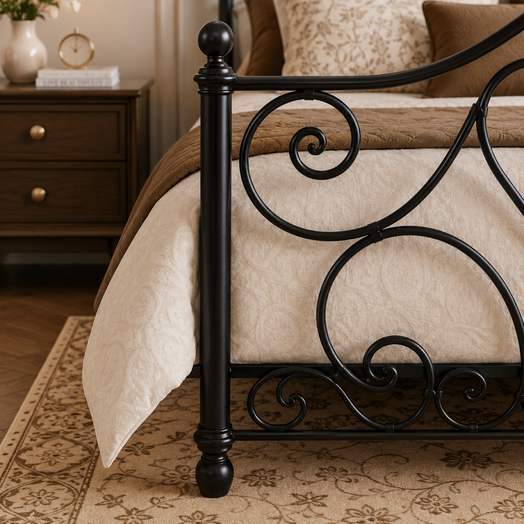 Vintage Wrought Iron Bed Frame – Elegant Metal Bed
