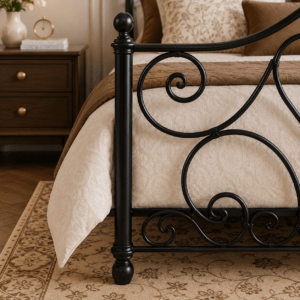 Vintage Wrought Iron Bed Frame – Elegant Metal Bed
