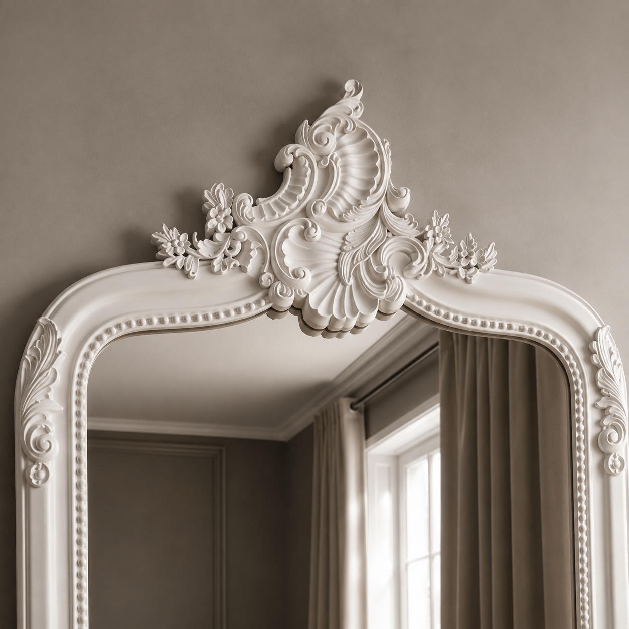 Luxury White Ornate Mirror Frame
