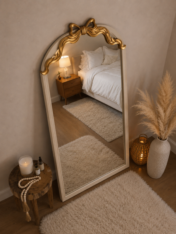 Gold Bow Mirror | Modern Arch Floor Mirror
