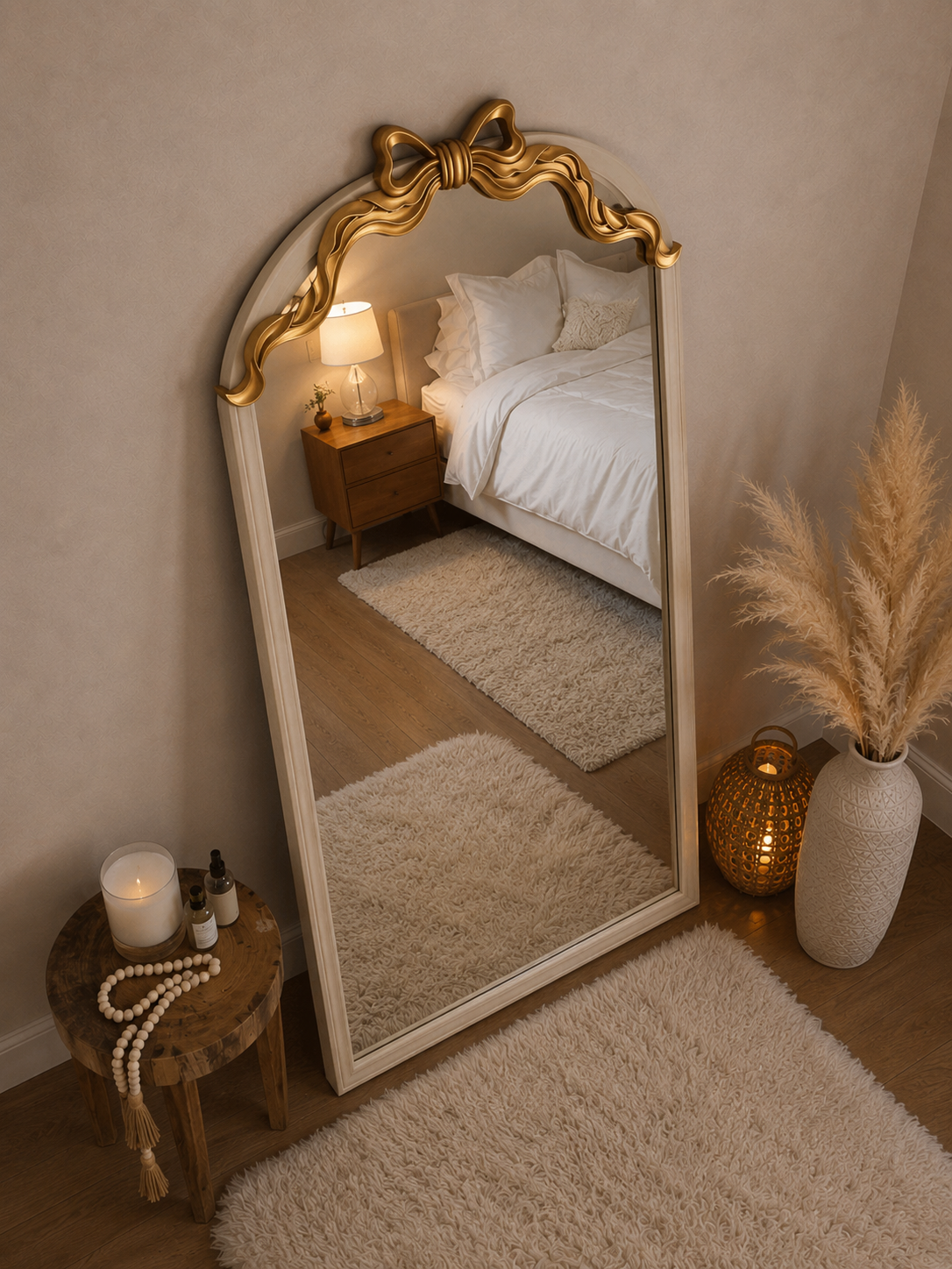 Gold Bow Mirror | Modern Arch Floor Mirror