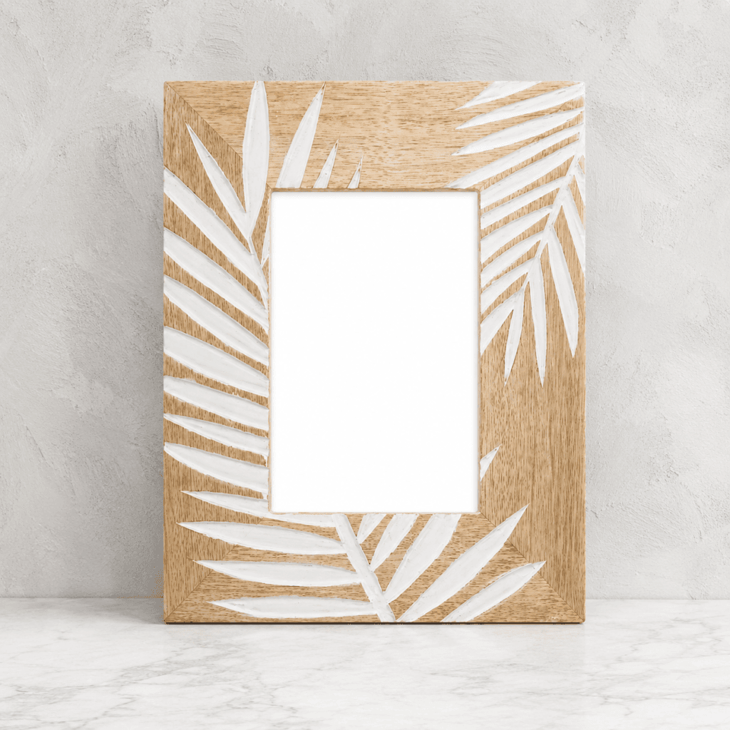 Handcrafted Tropical Leaf Wooden Photo Frame