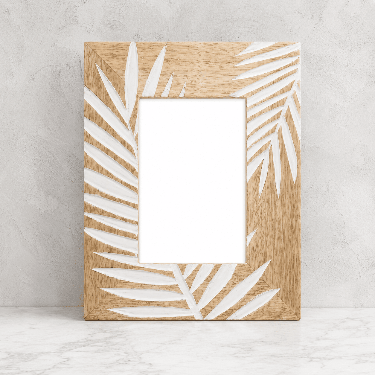 Handcrafted Tropical Leaf Wooden Photo Frame