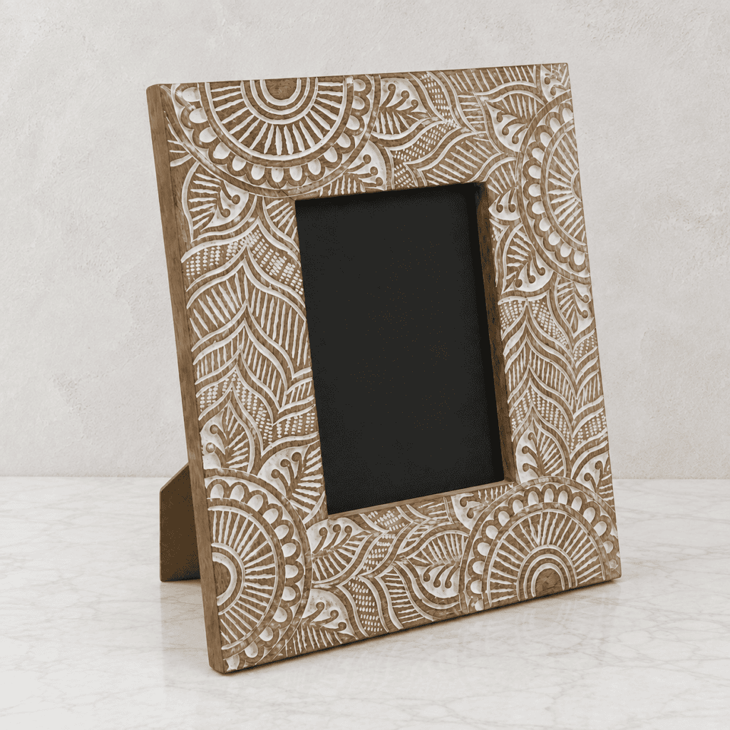 Handcrafted White Wash Wooden Photo Frame