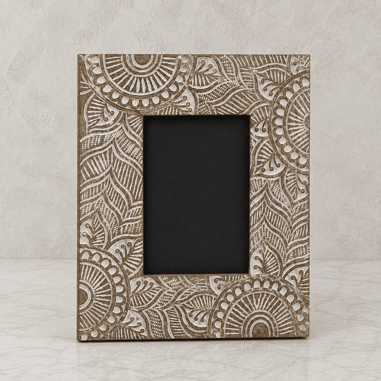 Handcrafted White Wash Wooden Photo Frame