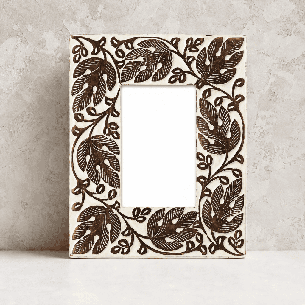 Handcrafted White Wash Wooden Photo Frame