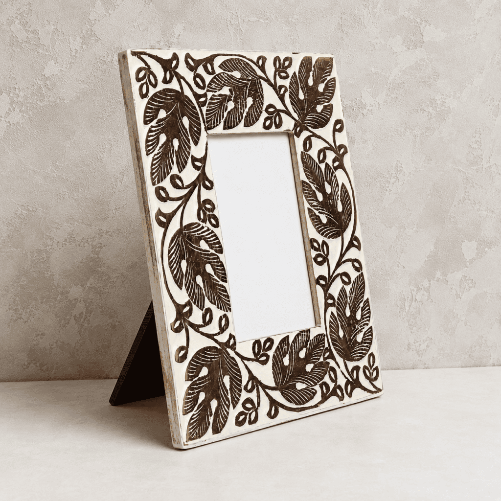 Handcrafted White Wash Wooden Photo Frame