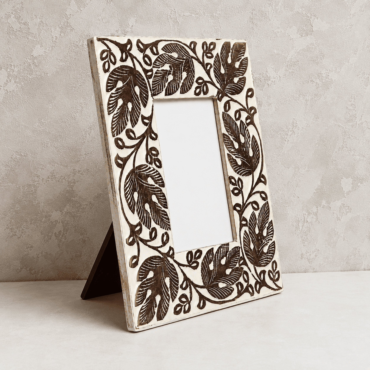 Handcrafted White Wash Wooden Photo Frame