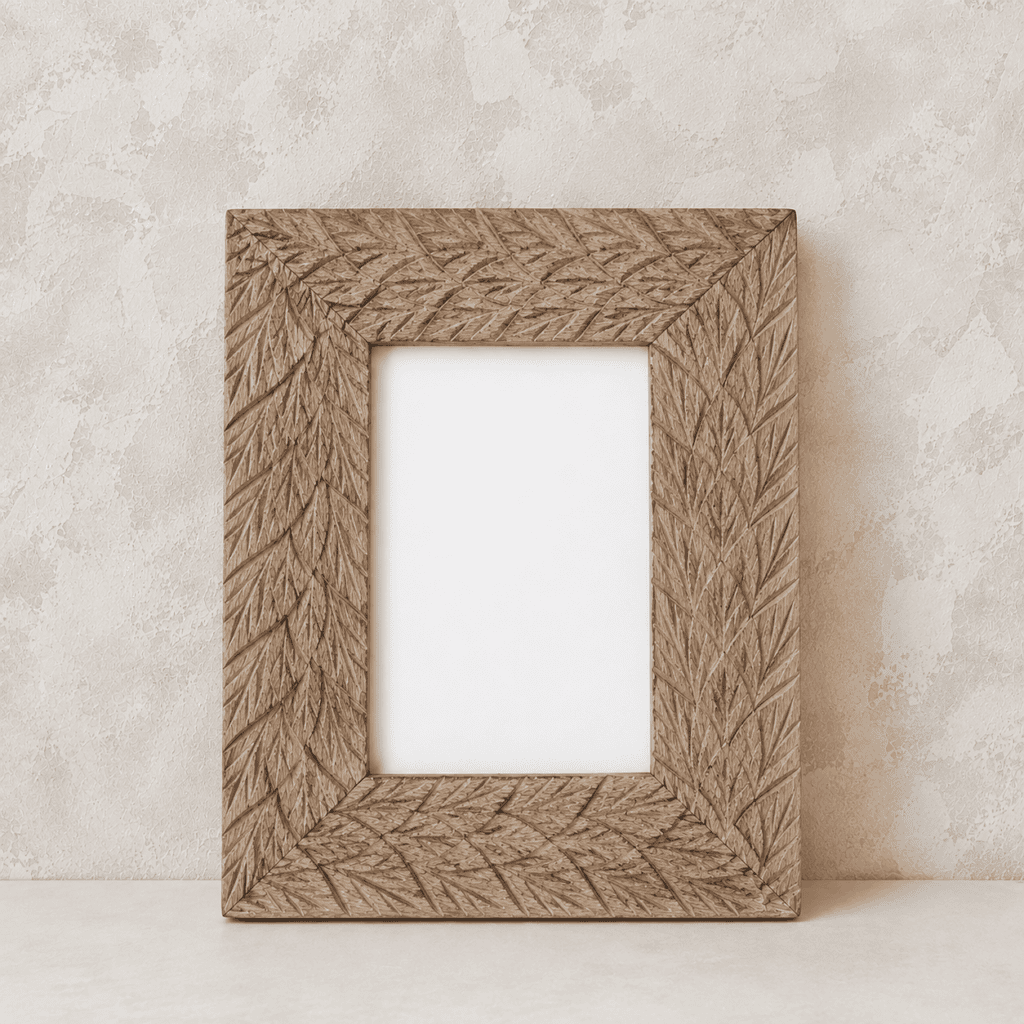 Hand-Carved Rustic Wooden Photo Frame