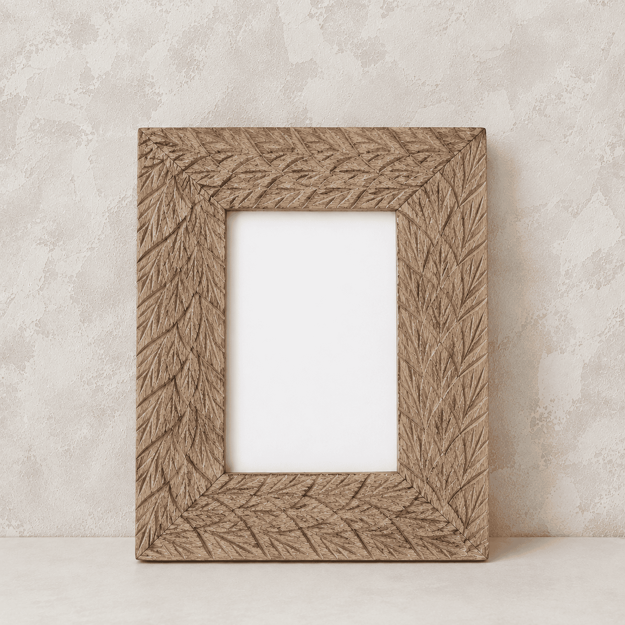 Hand-Carved Rustic Wooden Photo Frame