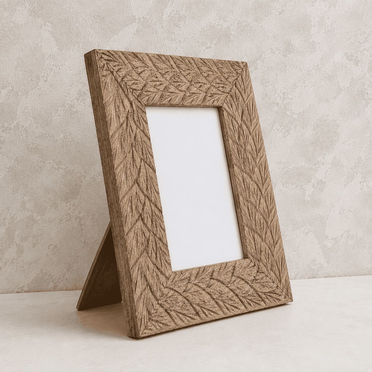 Hand-Carved Rustic Wooden Photo Frame