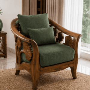 Luxury Teakwood Carved Sofa Set with Walnut Finish