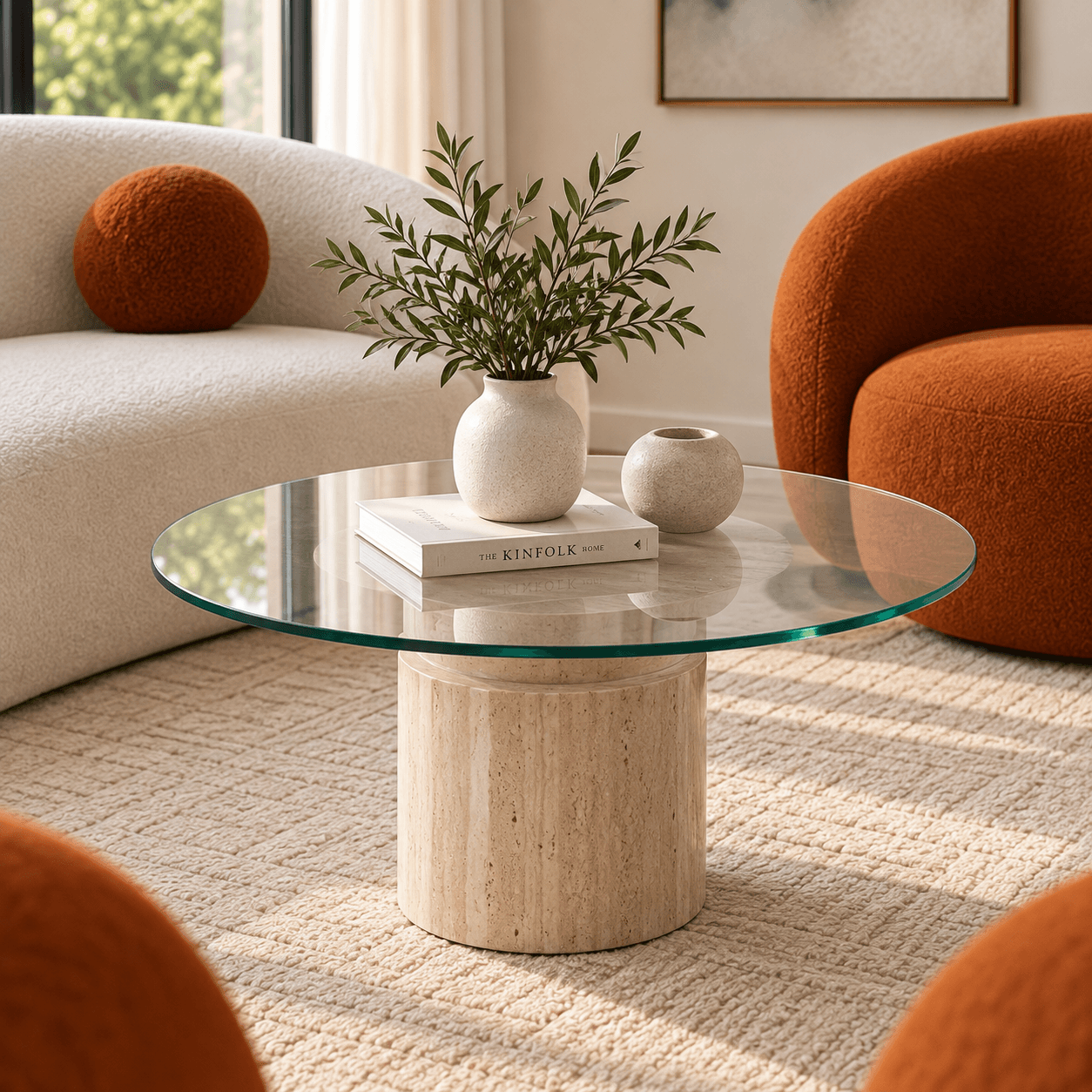 Modern Curved Bouclé Sofa Set with Accent Chairs