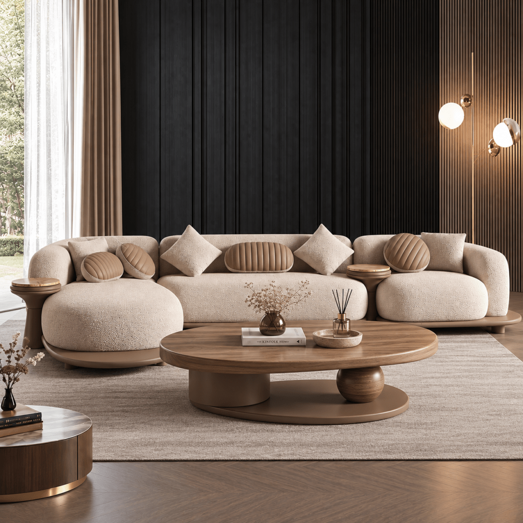 Modern Seating Collection with Wooden Center Table