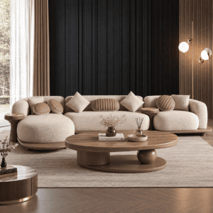 Modern Seating Collection with Wooden Center Table