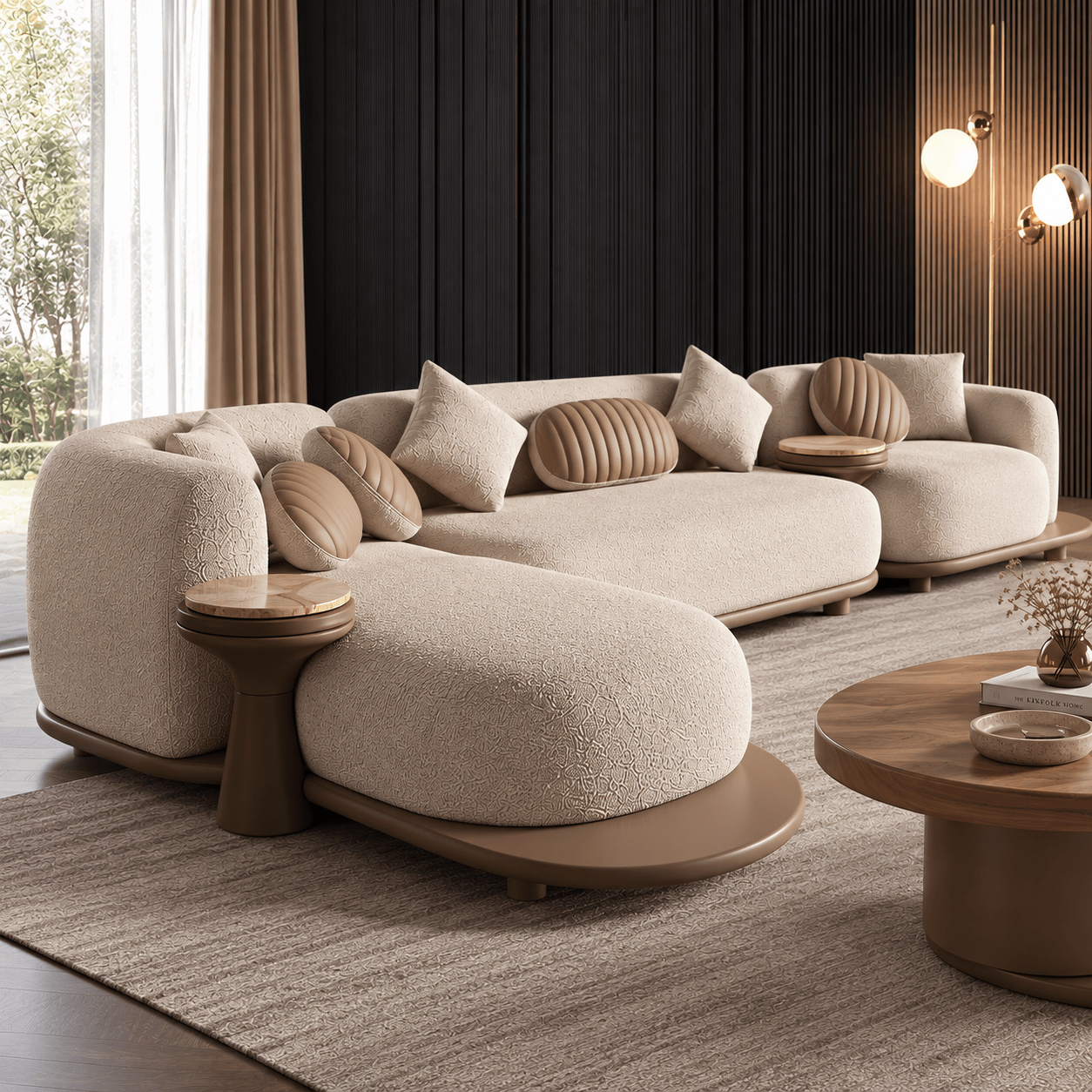 Modern Seating Collection with Wooden Center Table
