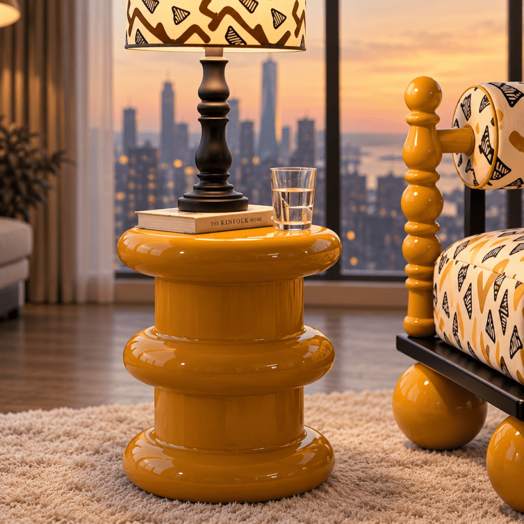 Stylish Upholstered Room Chair & Wooden Side Table