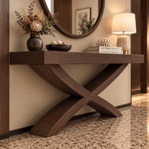 Elegant Hallway Console Table with Round Mirror