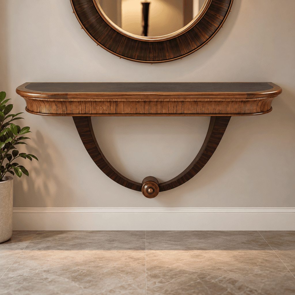 Modern Wooden Console Table with Round Mirror CCC-2009