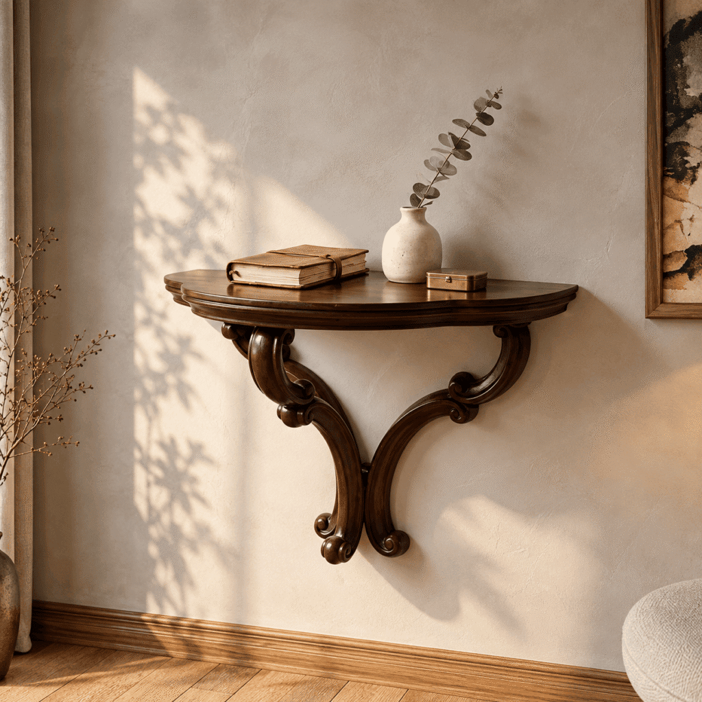 Handcrafted Wooden Wall Console Table