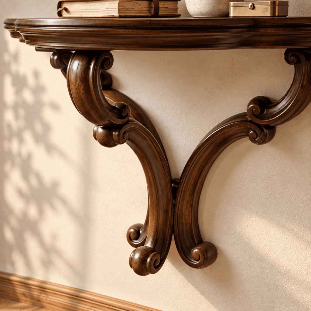 Handcrafted Wooden Wall Console Table