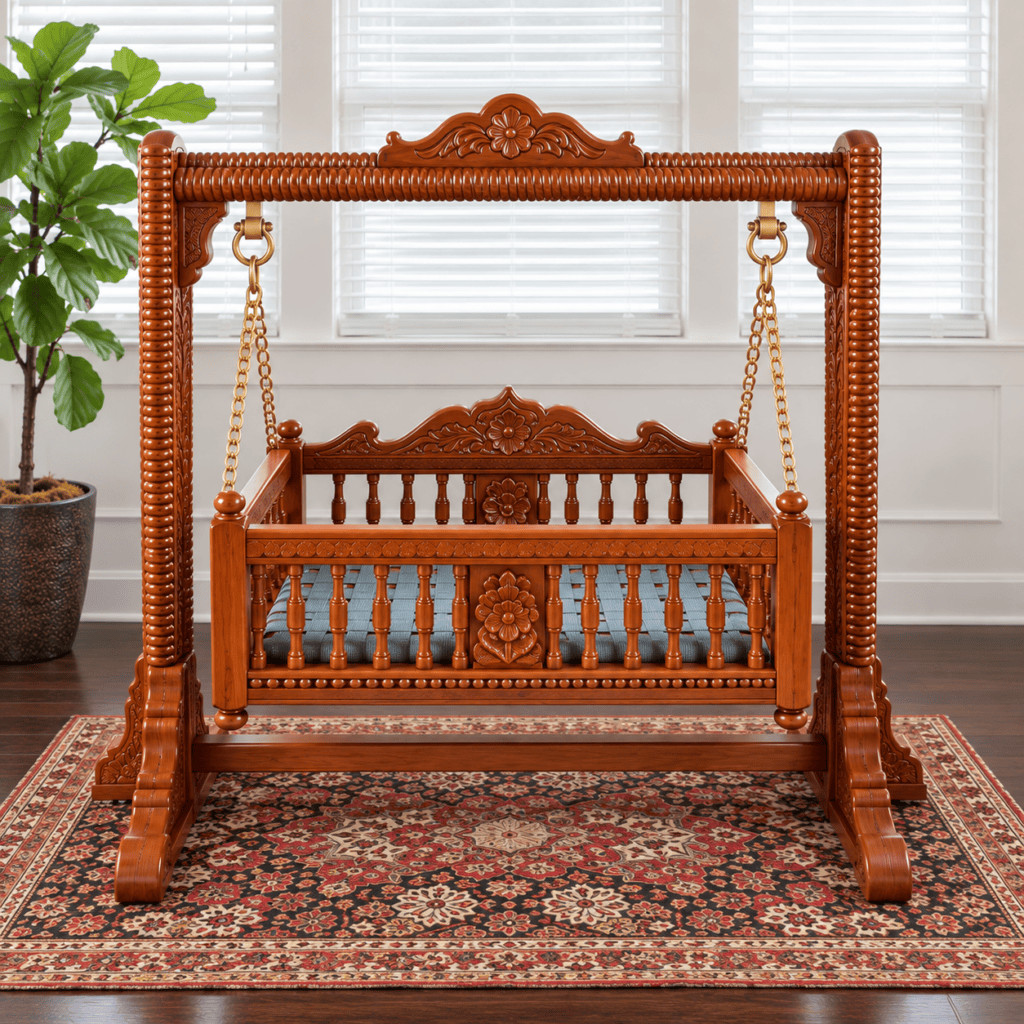 Royal Handcrafted Teakwood Baby Cradle Swing