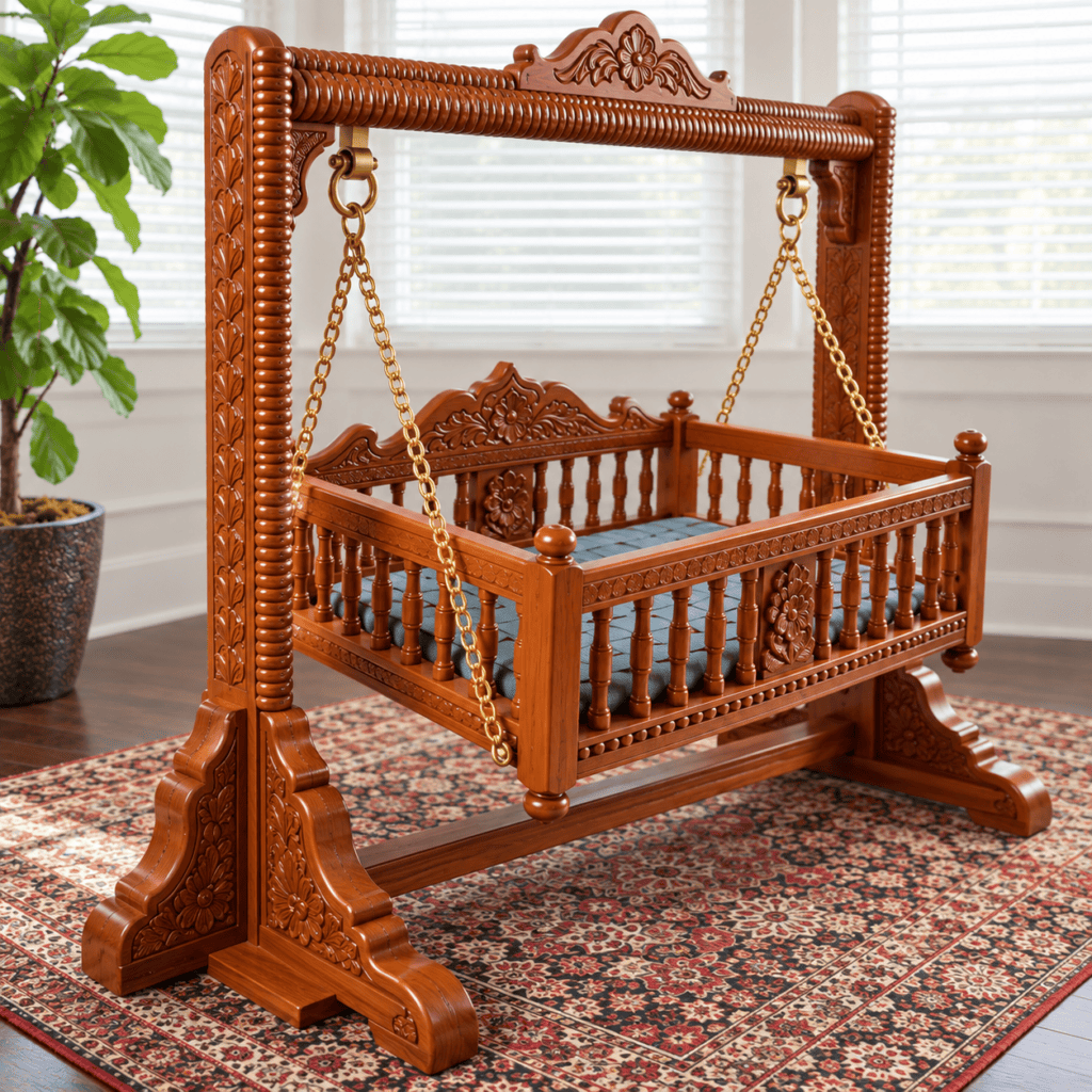 Royal Handcrafted Teakwood Baby Cradle Swing CCC-2002