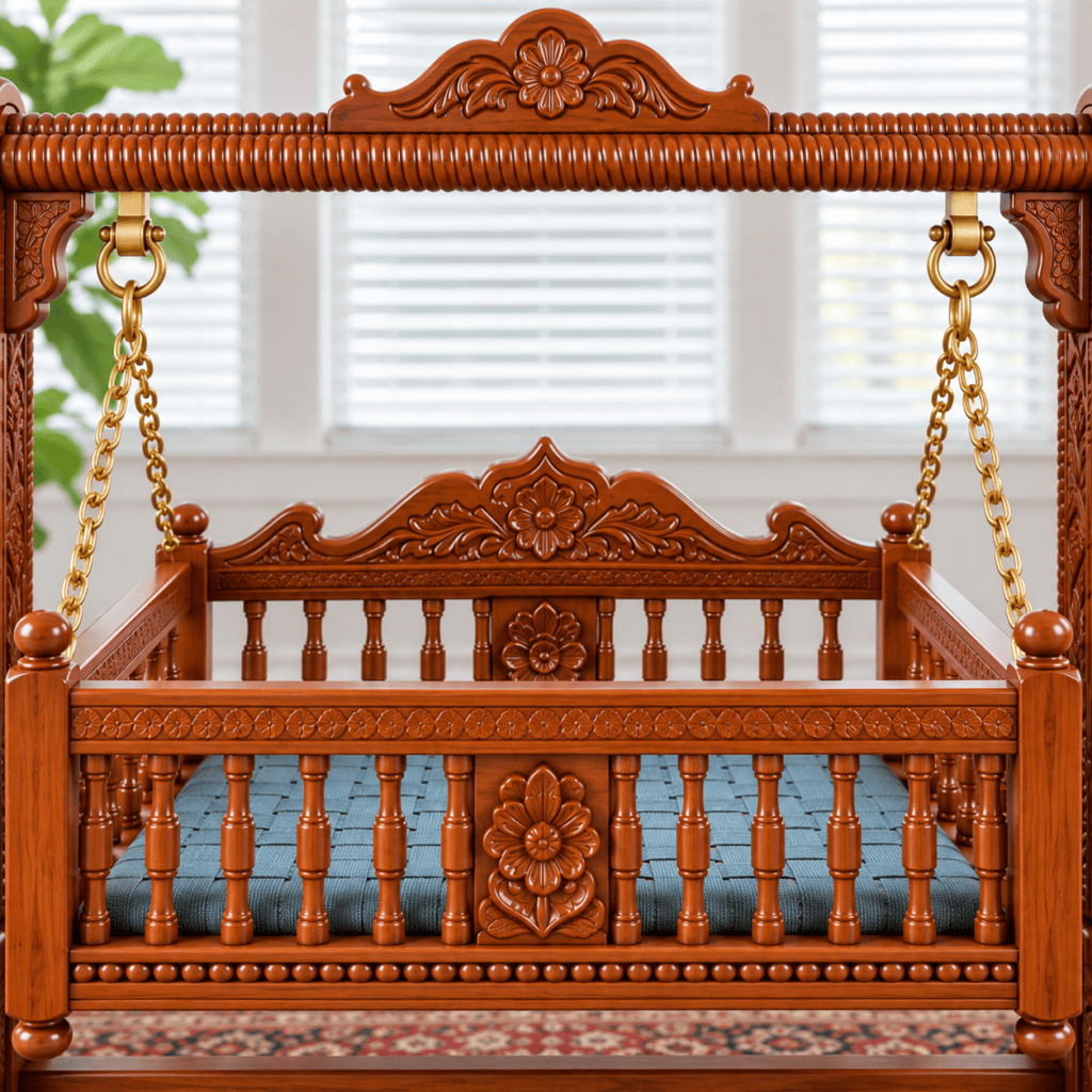 Royal Handcrafted Teakwood Baby Cradle Swing