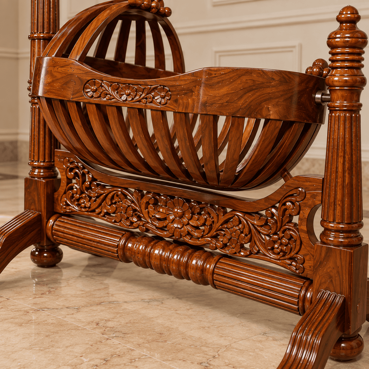 Luxury Handcrafted Teakwood Baby Cradle Swing